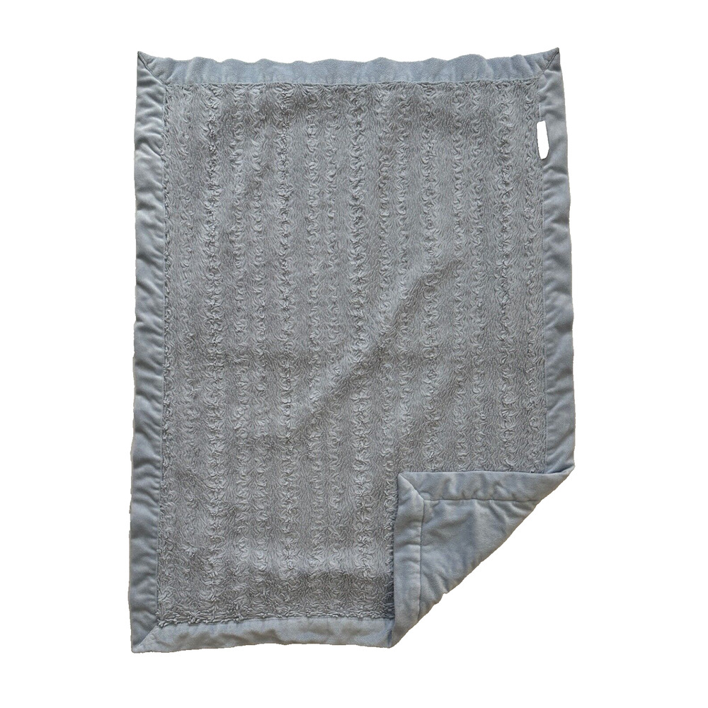 FAO Schwarz Light Blue Trim Edge Velour Baby Kids Infant Lovey Security Blanket